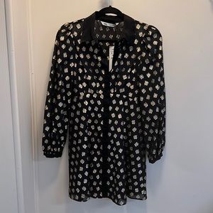 Zara black and gold floral mini dress